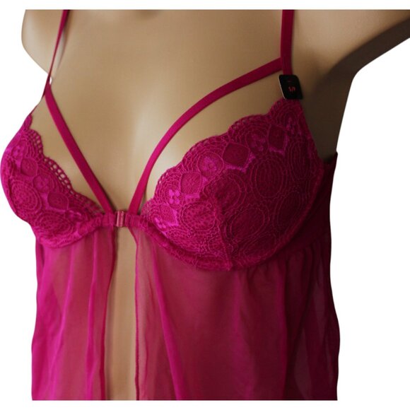 NWT La Senza Negligee Small Hot Pink Front Closure Adjustable Straps n126 - Picture 8 of 13